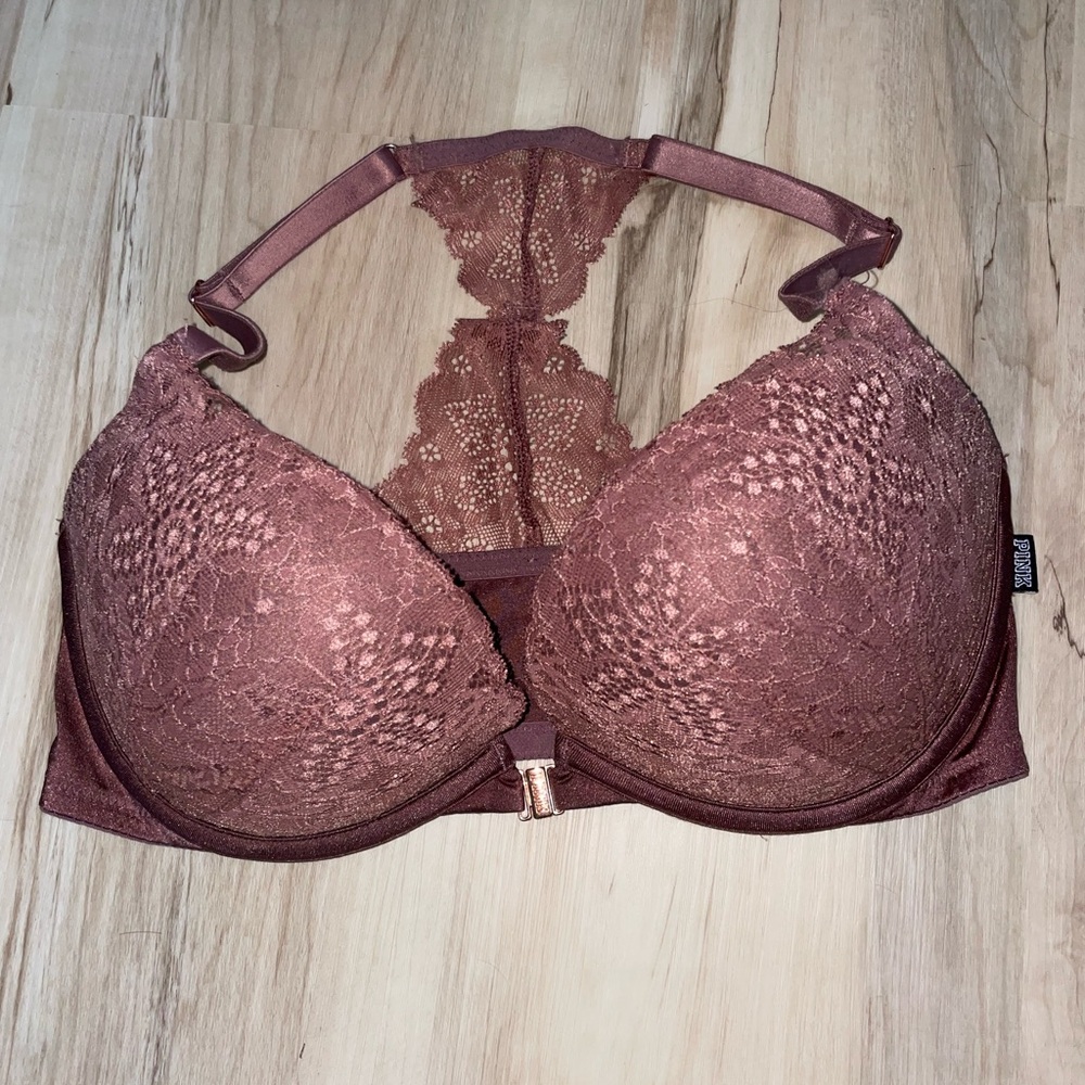 PINK Victoria's Secret Date Push-Up Mauve Lace Bra